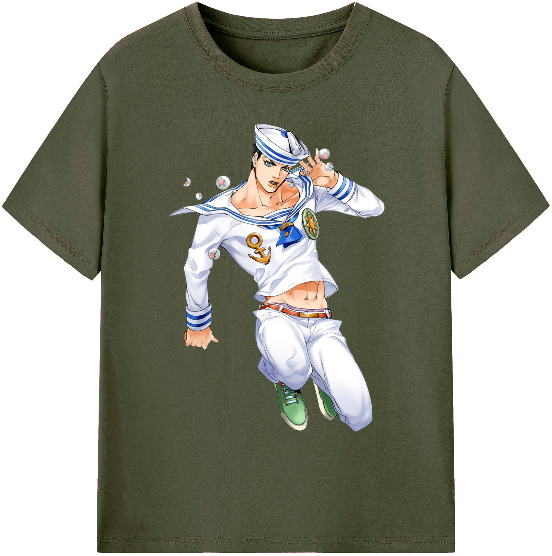 （画像用） ジョジョの奇妙な冒険 東方定助 JoJo's Bizarre Adventure Higashikata Josuke 綿100％ メンズ半袖Tシャツ｜肌触りやわらか＆通気性